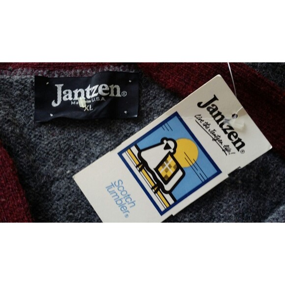 New JANTZEN Maroon Aztec Navajo Cardigan Varsity Vnec Knit Sweater Shawl Wool XL - Picture 5 of 6